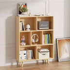 Étagère à 3 niveaux Celebalcony avec pieds, bibliothèque de rangement rétro en bois, étagères ouvertes autoportantes pour chambre à coucher, salon