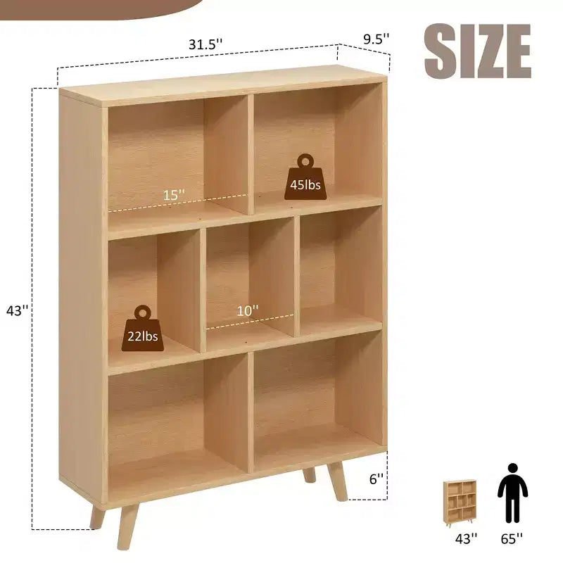 Étagère à 3 niveaux Celebalcony avec pieds, bibliothèque de rangement rétro en bois, étagères ouvertes autoportantes pour chambre à coucher, salon