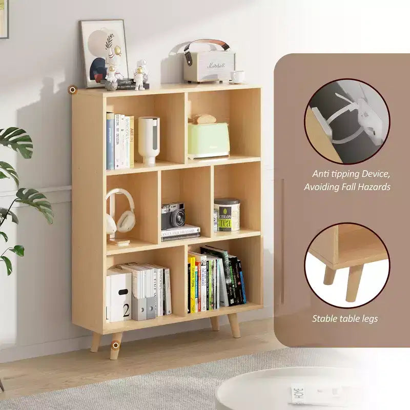Étagère à 3 niveaux Celebalcony avec pieds, bibliothèque de rangement rétro en bois, étagères ouvertes autoportantes pour chambre à coucher, salon