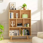 Étagère à 3 niveaux Celebalcony avec pieds, bibliothèque de rangement rétro en bois, étagères ouvertes autoportantes pour chambre à coucher, salon