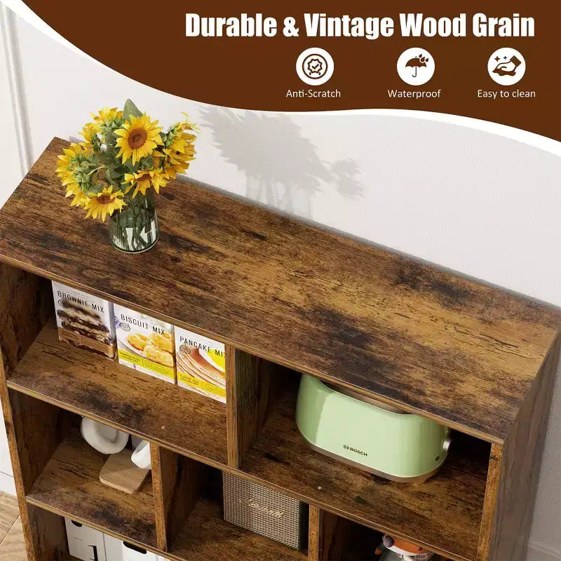 Étagère à 3 niveaux Celebalcony avec pieds, bibliothèque de rangement rétro en bois, étagères ouvertes autoportantes pour chambre à coucher, salon