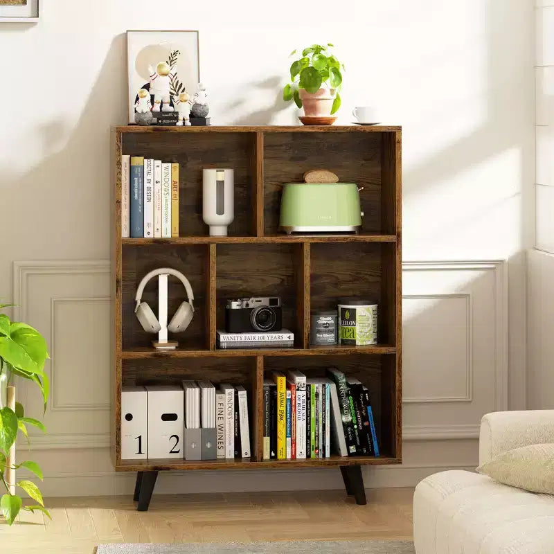 Étagère à 3 niveaux Celebalcony avec pieds, bibliothèque de rangement rétro en bois, étagères ouvertes autoportantes pour chambre à coucher, salon