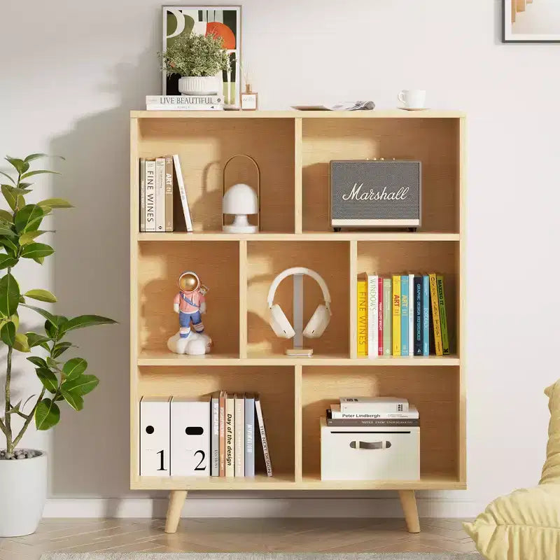 Étagère à 3 niveaux Celebalcony avec pieds, bibliothèque de rangement rétro en bois, étagères ouvertes autoportantes pour chambre à coucher, salon