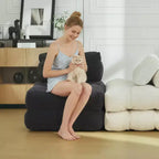 Fauteuil de couchage convertible avec oreiller, pochette latérale et support dorsal C, matelas pliable, chaise longue portable