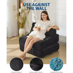 Fauteuil de couchage convertible avec oreiller, pochette latérale et support dorsal C, matelas pliable, chaise longue portable
