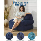 Fauteuil de couchage convertible avec oreiller, pochette latérale et support dorsal C, matelas pliable, chaise longue portable