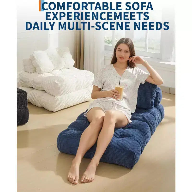 Fauteuil de couchage convertible avec oreiller, pochette latérale et support dorsal C, matelas pliable, chaise longue portable