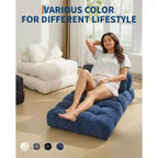 Fauteuil de couchage convertible avec oreiller, pochette latérale et support dorsal C, matelas pliable, chaise longue portable