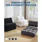 Fauteuil de couchage convertible avec oreiller, pochette latérale et support dorsal C, matelas pliable, chaise longue portable