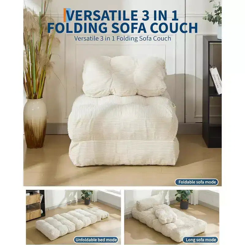 Fauteuil de couchage convertible avec oreiller, pochette latérale et support dorsal C, matelas pliable, chaise longue portable