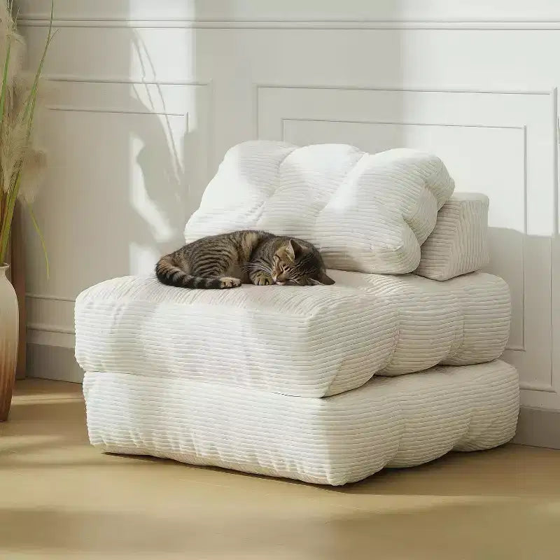 Folding Sofa Bed Convertible Sleeper Chair with Pillow, Side Pocket & Back Support C Portable Floor Lounger, Collapsible Mattress