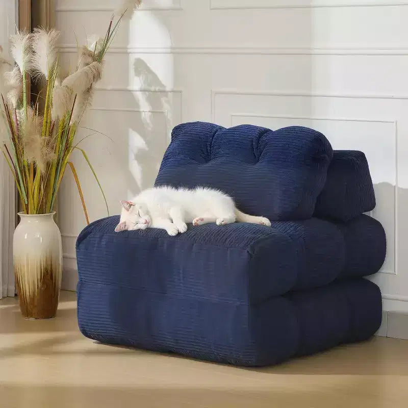 Fauteuil de couchage convertible avec oreiller, pochette latérale et support dorsal C, matelas pliable, chaise longue portable