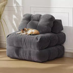 Fauteuil de couchage convertible avec oreiller, pochette latérale et support dorsal C, matelas pliable, chaise longue portable