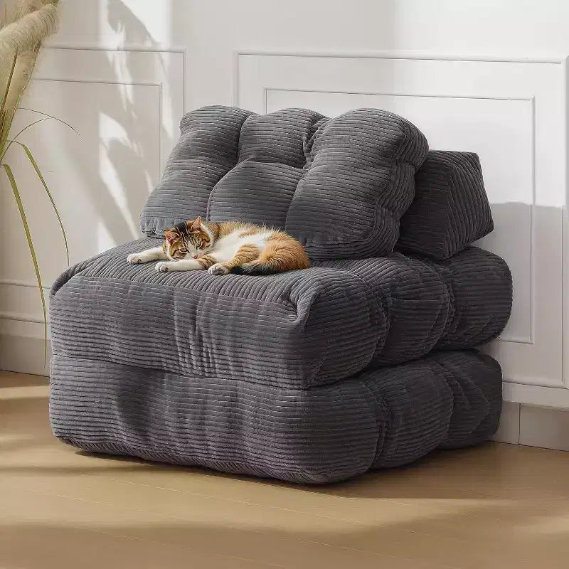 Fauteuil de couchage convertible avec oreiller, pochette latérale et support dorsal C, matelas pliable, chaise longue portable