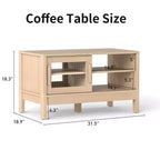 Table basse moderne Bestier avec porte coulissante unique en acrylique, coins incurvés et étagères réglables