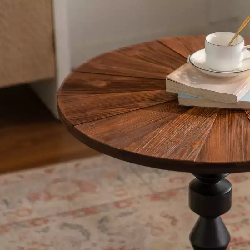 Maxax Table d'appoint ronde à pied de 23,6 po, Table d'appoint bohème du milieu du siècle pour salon, chambre ou petits espaces