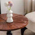 Maxax Table d'appoint ronde à pied de 23,6 po, Table d'appoint bohème du milieu du siècle pour salon, chambre ou petits espaces