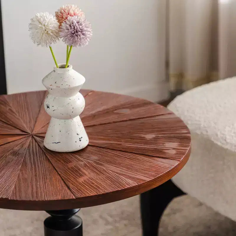 Maxax Table d'appoint ronde à pied de 23,6 po, Table d'appoint bohème du milieu du siècle pour salon, chambre ou petits espaces