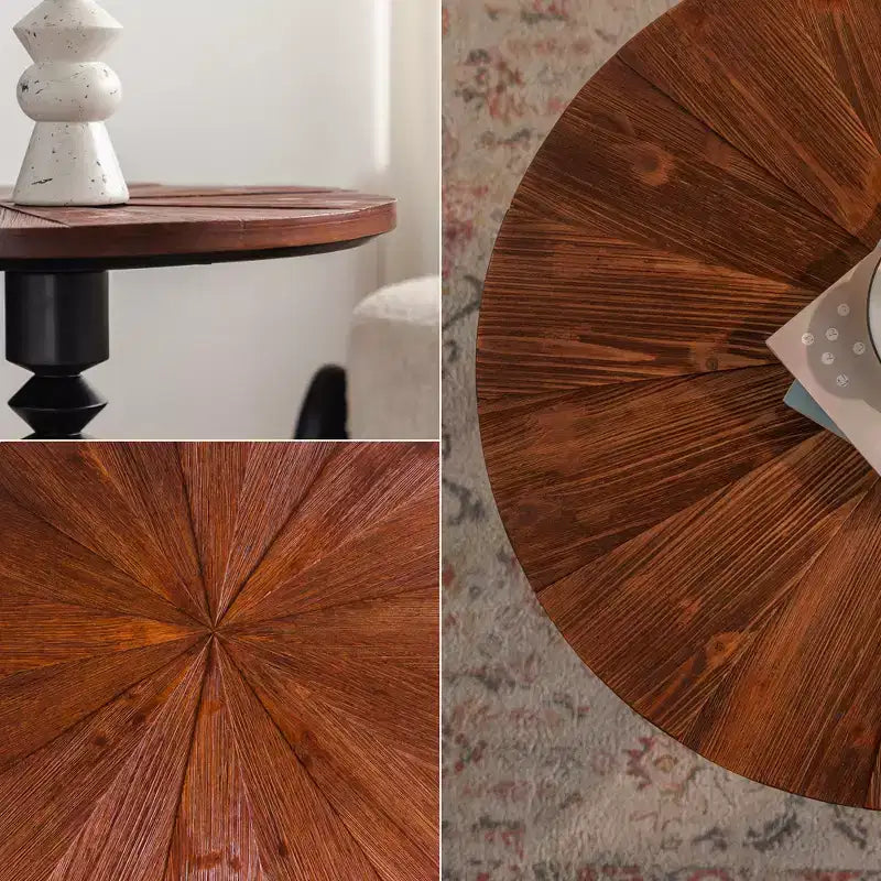Maxax Table d'appoint ronde à pied de 23,6 po, Table d'appoint bohème du milieu du siècle pour salon, chambre ou petits espaces