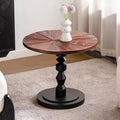 Maxax 23.6 Round Pedestal Side Table, Boho Mid-Century Side Table for Living Room, Bedroom, or Small Spaces