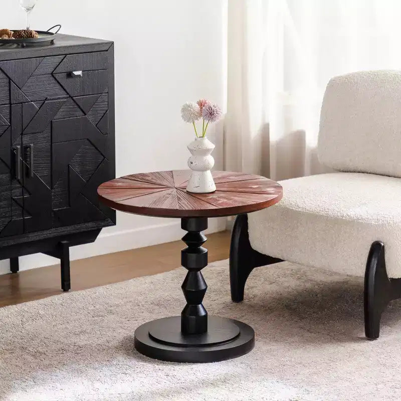 Maxax Table d'appoint ronde à pied de 23,6 po, Table d'appoint bohème du milieu du siècle pour salon, chambre ou petits espaces