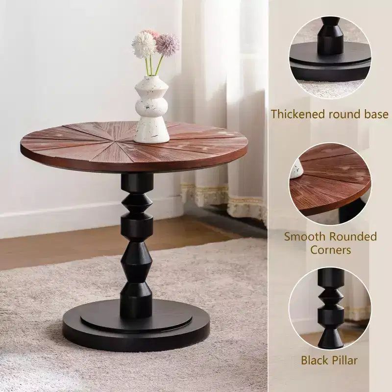 Maxax Table d'appoint ronde à pied de 23,6 po, Table d'appoint bohème du milieu du siècle pour salon, chambre ou petits espaces