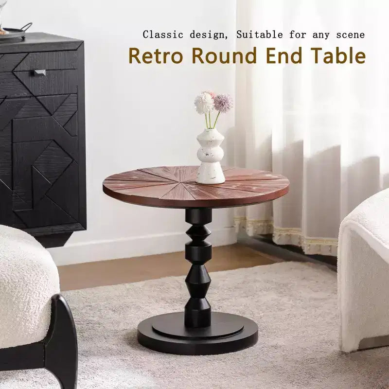 Maxax Table d'appoint ronde à pied de 23,6 po, Table d'appoint bohème du milieu du siècle pour salon, chambre ou petits espaces