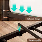 Lit de repos avec lit gigogne, cadre de lit simple avec lattes en acier, cadre de canapé-lit avec supports robustes pour salon, chambre à coucher, marron