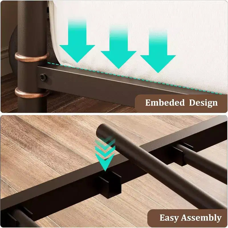 Lit de repos avec lit gigogne, cadre de lit simple avec lattes en acier, cadre de canapé-lit avec supports robustes pour salon, chambre à coucher, marron