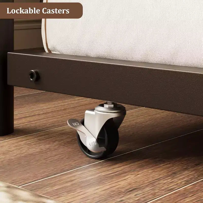 Lit de repos avec lit gigogne, cadre de lit simple avec lattes en acier, cadre de canapé-lit avec supports robustes pour salon, chambre à coucher, marron