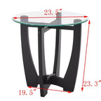MAYEERTY Table basse ronde en verre de 23,5 pouces Table basse ronde noire Table basse avec plateau en verre pour bureau salon