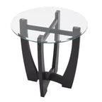 MAYEERTY Table basse ronde en verre de 23,5 pouces Table basse ronde noire Table basse avec plateau en verre pour bureau salon
