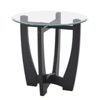 MAYEERTY Table basse ronde en verre de 23,5 pouces Table basse ronde noire Table basse avec plateau en verre pour bureau salon