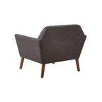 Fauteuil d'appoint moderne du milieu du siècle, fauteuil club capitonné en lin avec cadre en bois, fauteuil de lecture bleu pour salon et chambre