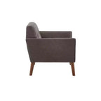Fauteuil d'appoint moderne du milieu du siècle, fauteuil club capitonné en lin avec cadre en bois, fauteuil de lecture bleu pour salon et chambre