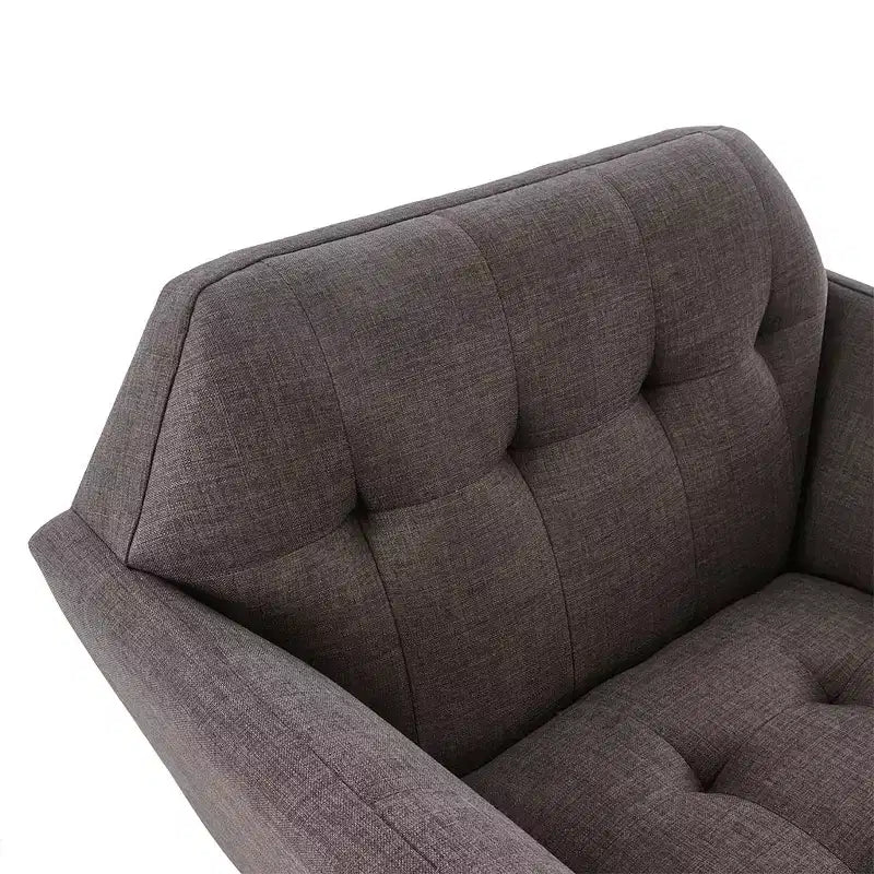 Fauteuil d'appoint moderne du milieu du siècle, fauteuil club capitonné en lin avec cadre en bois, fauteuil de lecture bleu pour salon et chambre