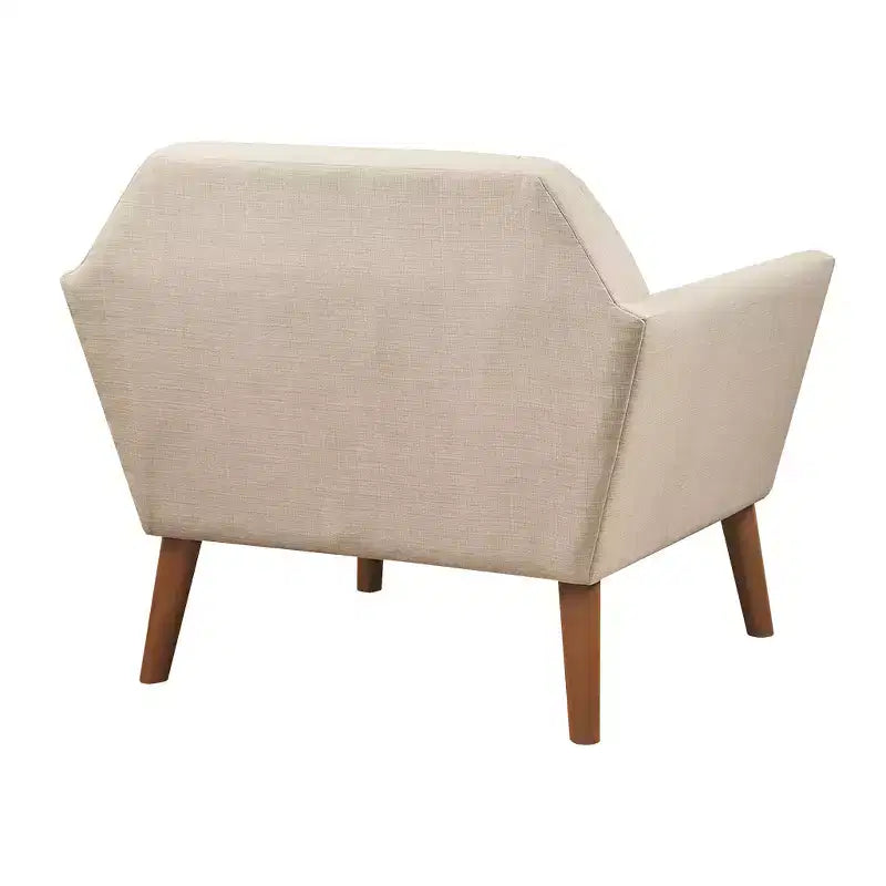 Fauteuil d'appoint moderne du milieu du siècle, fauteuil club capitonné en lin avec cadre en bois, fauteuil de lecture bleu pour salon et chambre