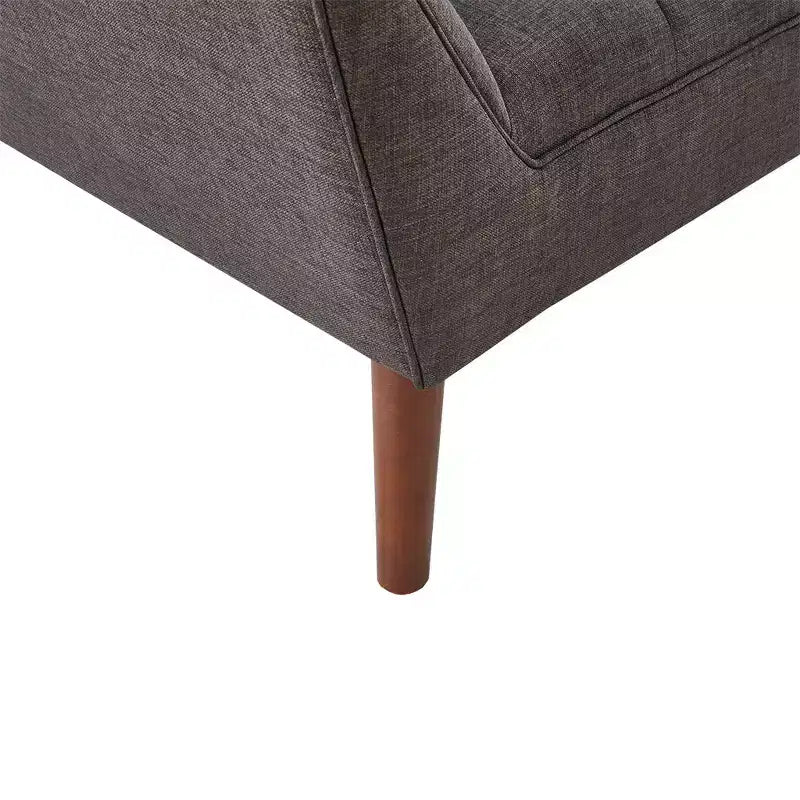 Fauteuil d'appoint moderne du milieu du siècle, fauteuil club capitonné en lin avec cadre en bois, fauteuil de lecture bleu pour salon et chambre
