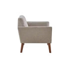 Fauteuil d'appoint moderne du milieu du siècle, fauteuil club capitonné en lin avec cadre en bois, fauteuil de lecture bleu pour salon et chambre