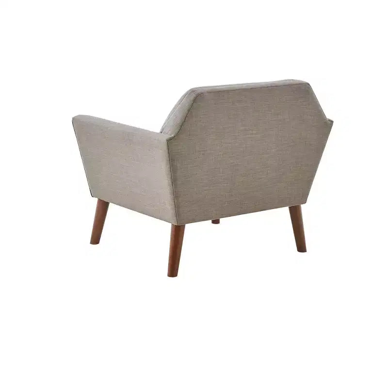 Fauteuil d'appoint moderne du milieu du siècle, fauteuil club capitonné en lin avec cadre en bois, fauteuil de lecture bleu pour salon et chambre