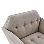 Fauteuil d'appoint moderne du milieu du siècle, fauteuil club capitonné en lin avec cadre en bois, fauteuil de lecture bleu pour salon et chambre