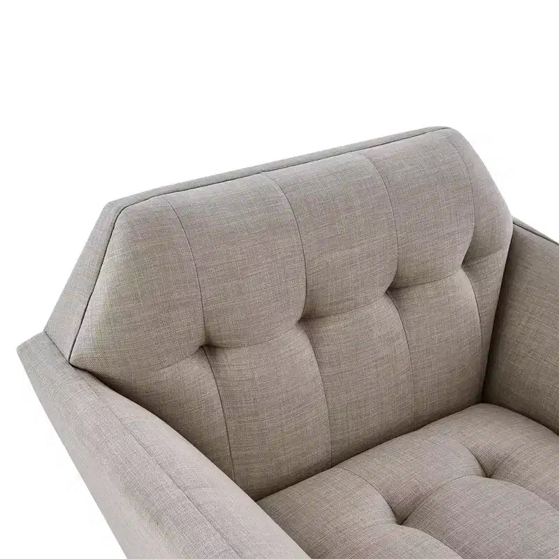 Fauteuil d'appoint moderne du milieu du siècle, fauteuil club capitonné en lin avec cadre en bois, fauteuil de lecture bleu pour salon et chambre