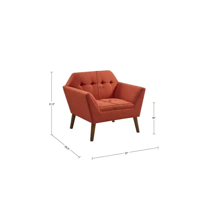 Fauteuil d'appoint moderne du milieu du siècle, fauteuil club capitonné en lin avec cadre en bois, fauteuil de lecture bleu pour salon et chambre