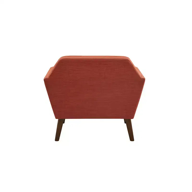 Fauteuil d'appoint moderne du milieu du siècle, fauteuil club capitonné en lin avec cadre en bois, fauteuil de lecture bleu pour salon et chambre