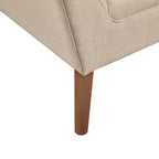 Fauteuil d'appoint moderne du milieu du siècle, fauteuil club capitonné en lin avec cadre en bois, fauteuil de lecture bleu pour salon et chambre