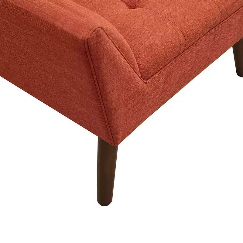Fauteuil d'appoint moderne du milieu du siècle, fauteuil club capitonné en lin avec cadre en bois, fauteuil de lecture bleu pour salon et chambre