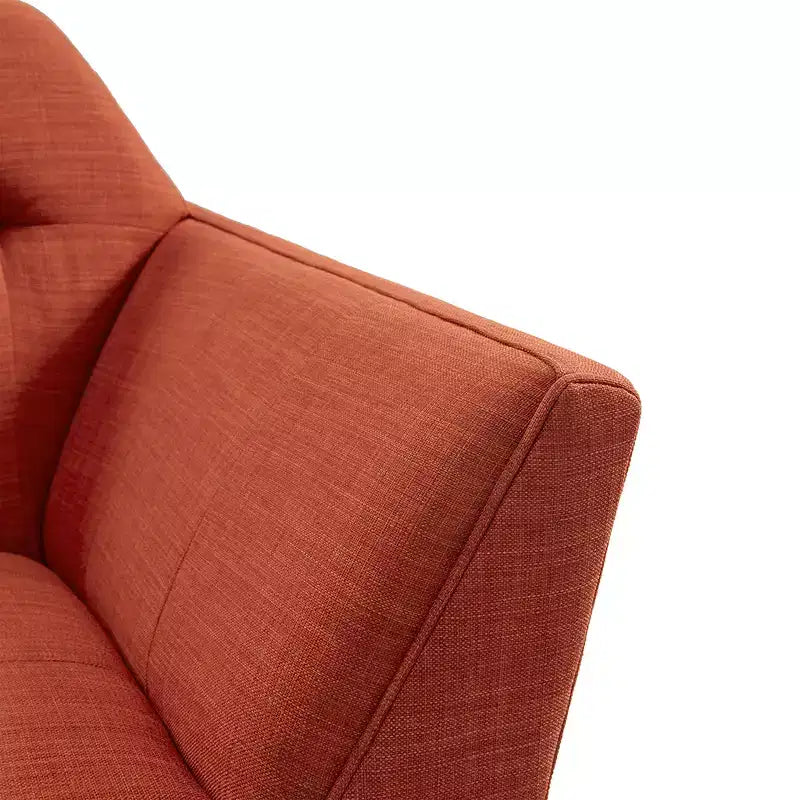 Fauteuil d'appoint moderne du milieu du siècle, fauteuil club capitonné en lin avec cadre en bois, fauteuil de lecture bleu pour salon et chambre