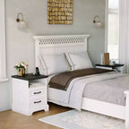 Table de chevet COZONY avec 2 tiroirs et étagère ouverte, pour chambre et salon