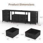 Commode à 10 tiroirs, Meuble TV avec tiroirs en tissu et prises de courant pour TV 75 70 65 pouces, Table console TV, Meuble TV avec étagères de rangement
