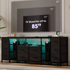 Commode à 10 tiroirs, Meuble TV avec tiroirs en tissu et prises de courant pour TV 75 70 65 pouces, Table console TV, Meuble TV avec étagères de rangement